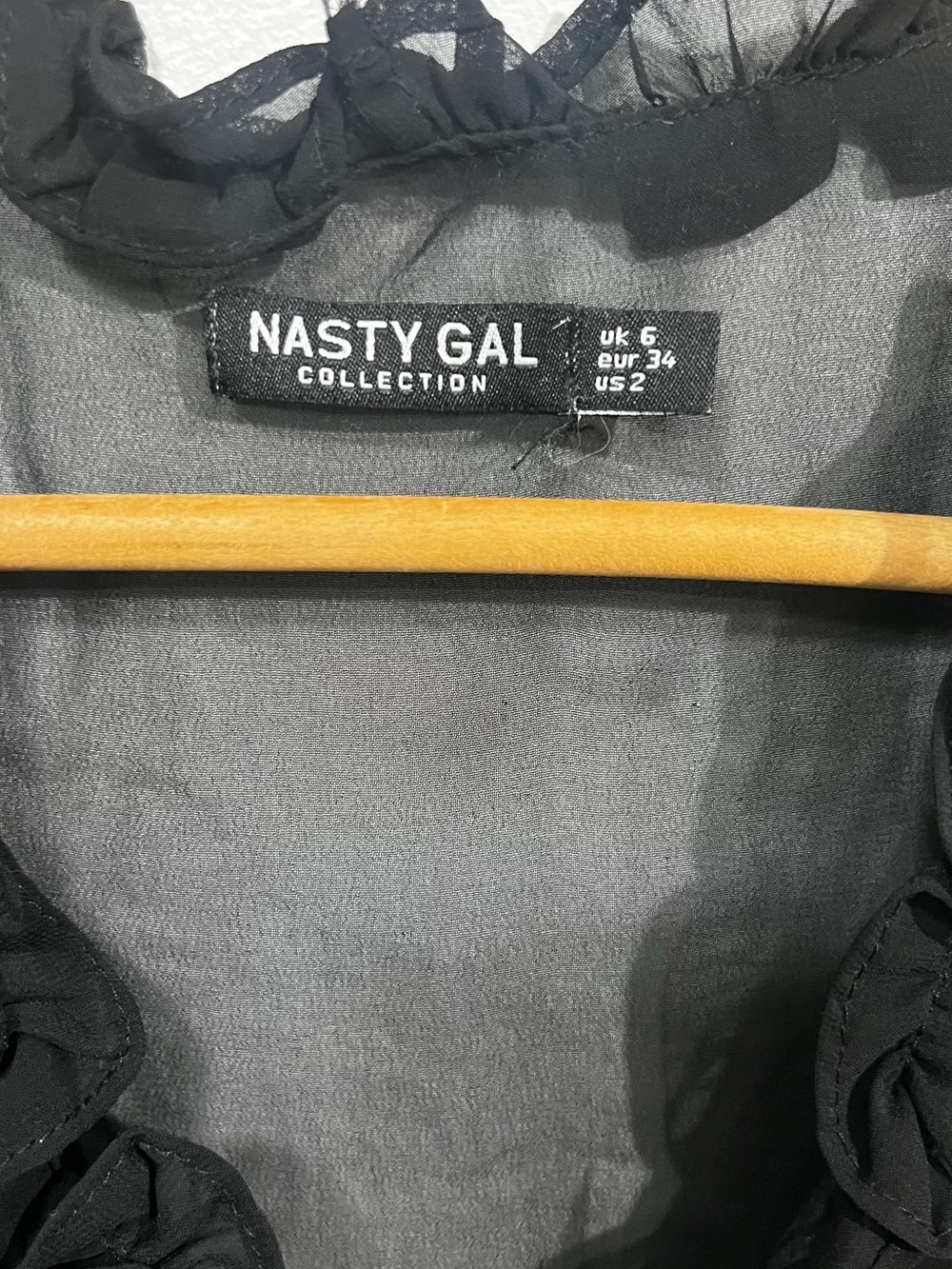 Nasty Gal Black Sheer Ruffle Tie-Front Blouse - Picture 5 of 5